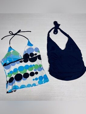 DNKY Vintage Y2K Multicolor Halter Neck Babydoll Tankini Tops.